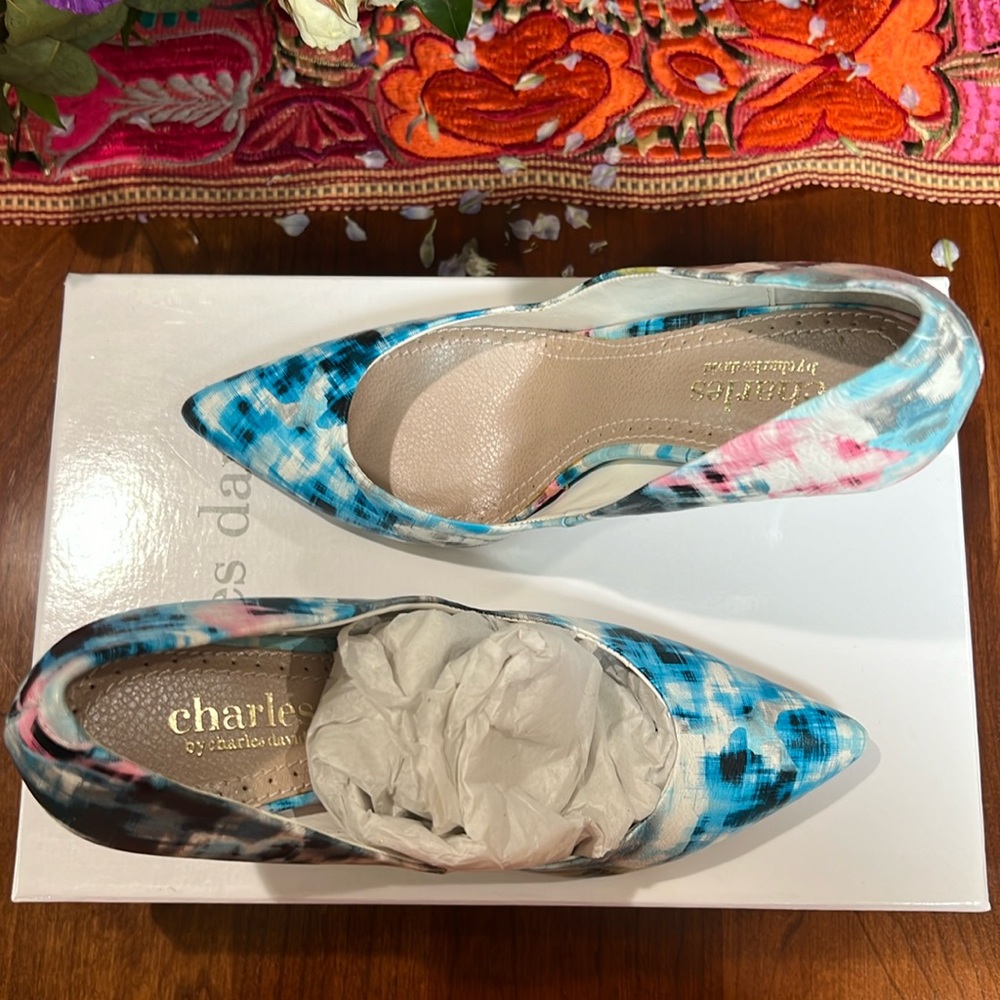 Multicolor Charles David heels. Used-new condition.